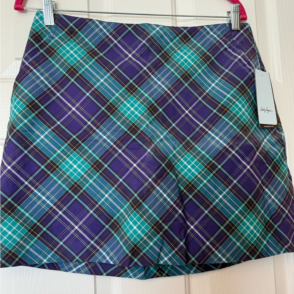 Lady Hagen Purple and Blue Plaid Mini Skirt